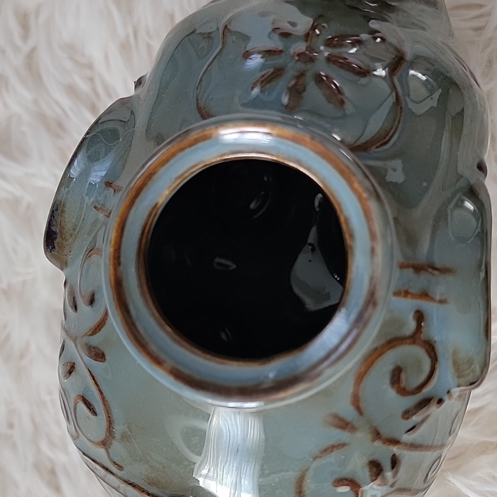 Pier 1 Imports Elephant Teapot Stoneware Kitchen Houseware Distressed Gray Brown - Picture 4 of 11